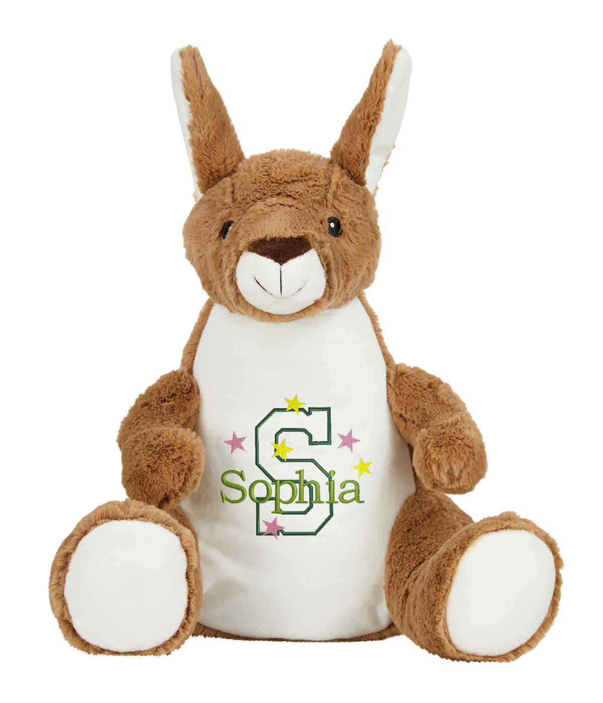 Personalised Light Brown Kangaroo - Embroidered Name