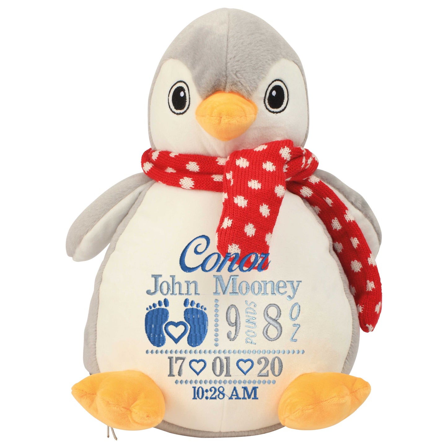 Personalised Penguin - Embroidered Birth Design